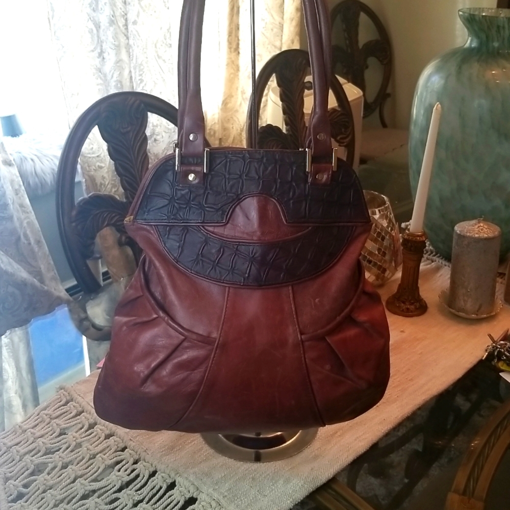Aaneta Italian Rare Burgundy Leather Bag Vintage Large